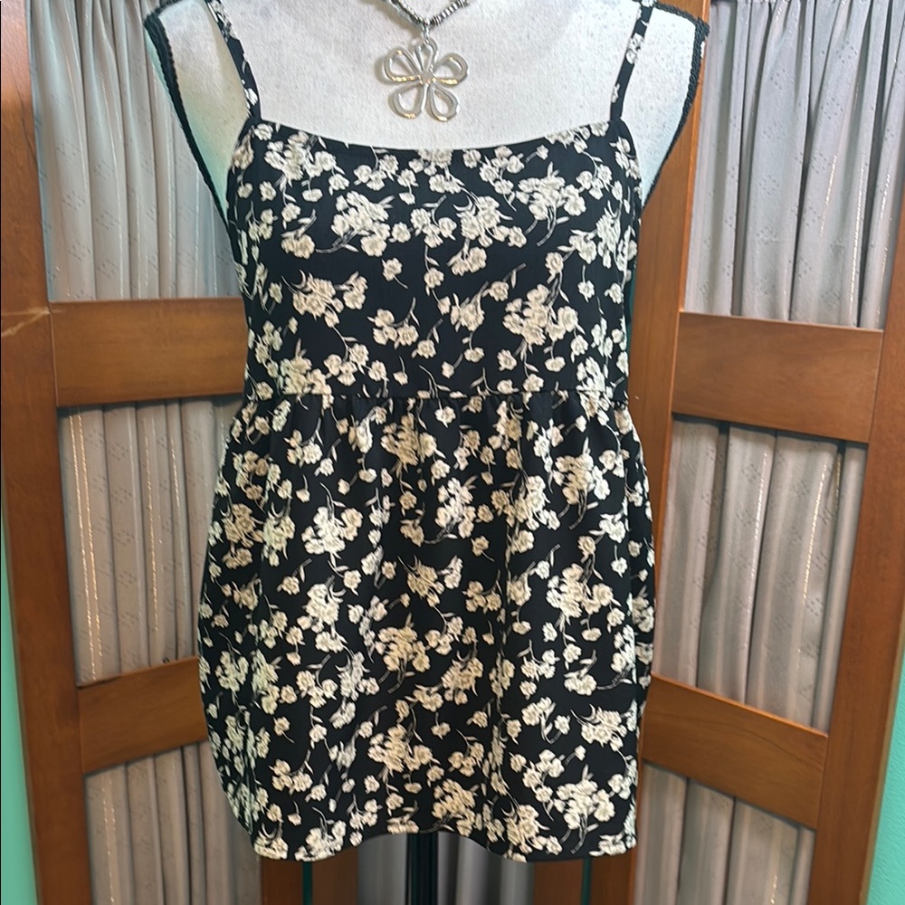 Cutie Blonde Floral Black and White Camisole Top